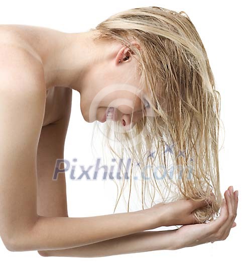 Woman washing her hair