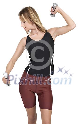 Isolated woman exercising