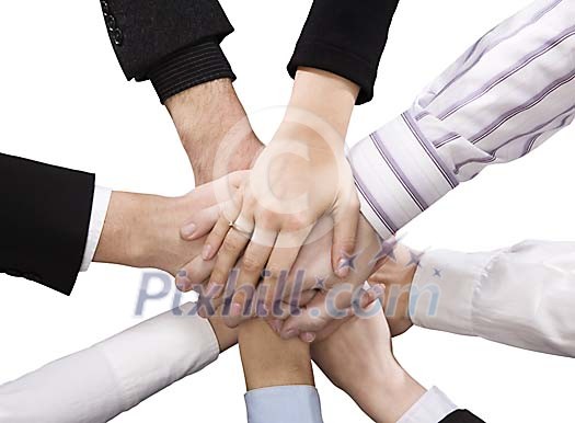 Isolated hands on top of eachother Isolated hands on top of eachother