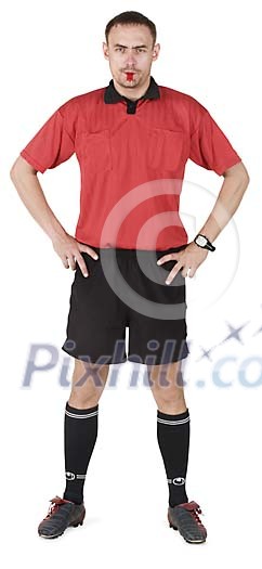 Isolated man as a football referee