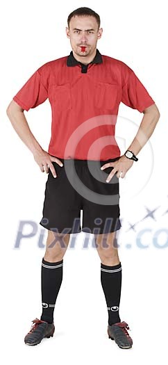 Isolated man as a football referee Isolated man as a football referee