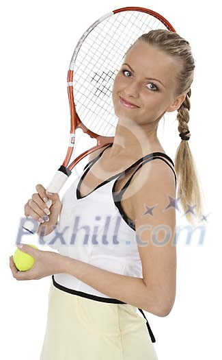 Isolated female tennis player
