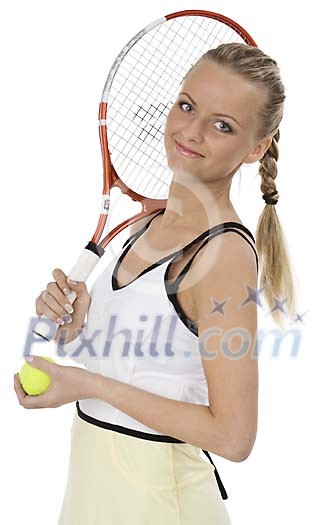 Isolated female tennis player Isolated female tennis player