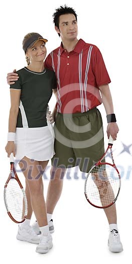 Isolated tennis couple Isolated tennis couple