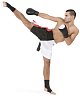 Isolated male kickbox master kicking
