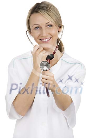 Female nurse with a stetoscope Female nurse with a stetoscope