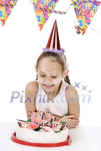 Birthday girl with a cake Birthday girl with a cake