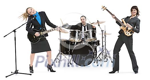 Isolated business people making music Isolated business people making music