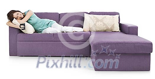 Isolated woman on the couch