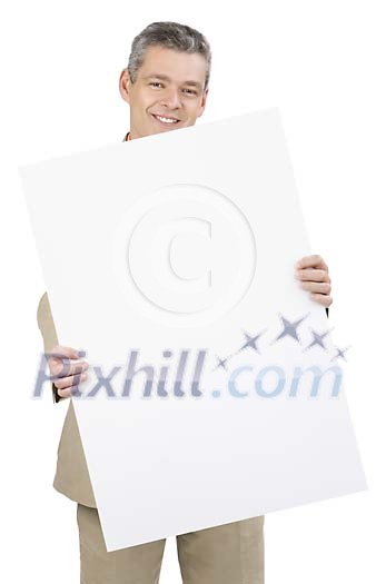 Businessman holding a big paper