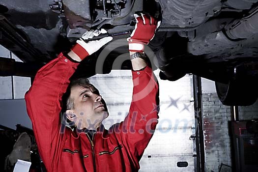 Man repairing a car