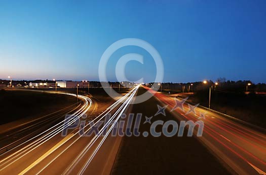 Lightbeams of the night traffic