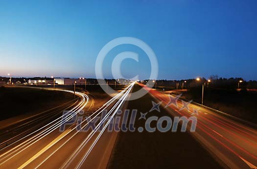 Lightbeams of the night traffic Lightbeams of the night traffic
