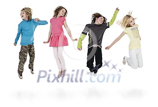 Isolated children jumping in the air