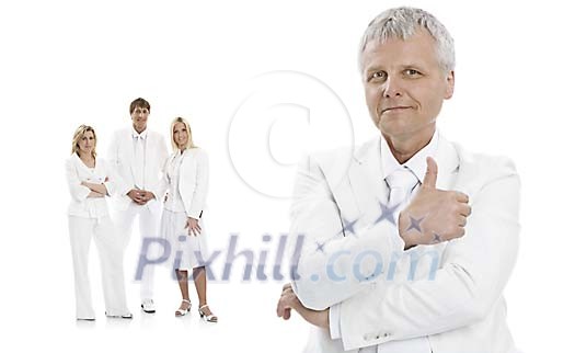 Isolated businesspeople in white