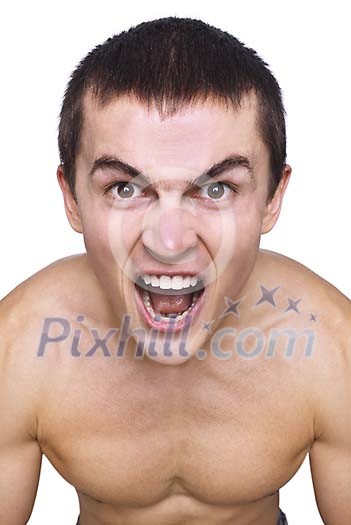 Isolated male shouting