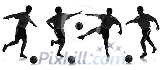 Football player doing different tricks