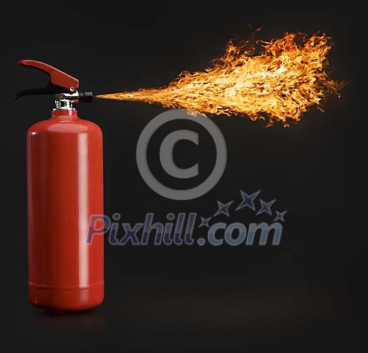 Fire extinguisher throwing flames