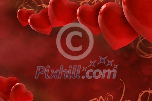 Stylish red hearts background