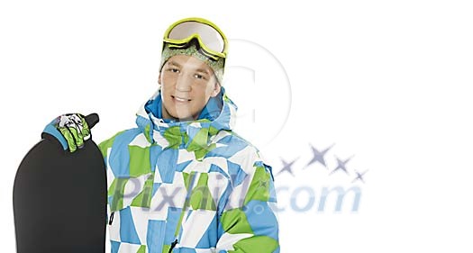 Half body portrait of snowboarder (clipping path included)