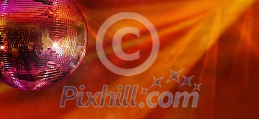 Disco ball and light rays panorama background