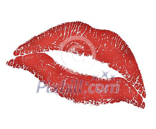 Figure of lips from red lipstick Figure of lips from red lipstick