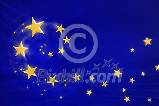 Swirling EU stars on a blue background