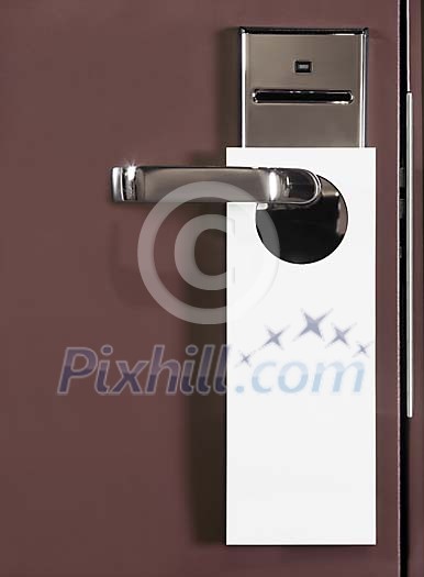 An empty sign for your text on a hotel door An empty sign for your text on a hotel door