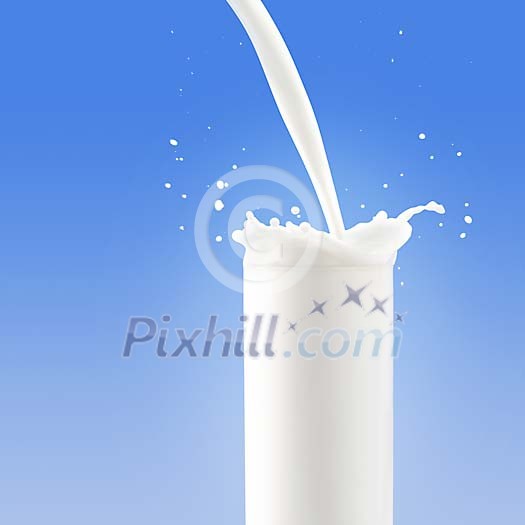 Pouring fresh milk to a full glass