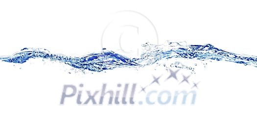 Fresh water wave and splashes isolated on white