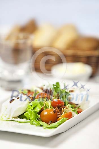 Green salad on restaurant table