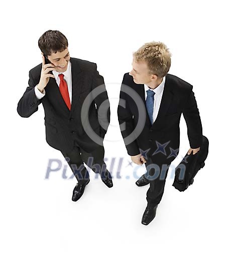 Two businessmen on a white background