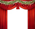 Red curtain with christmas decoration and clipping path