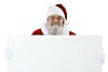 Clipped Santa holding a white sign