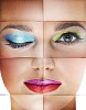 Womans face with different makeups