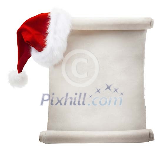 Empty christmas wish list with clipping path
