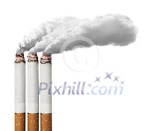 Three cigarettes as chimneys