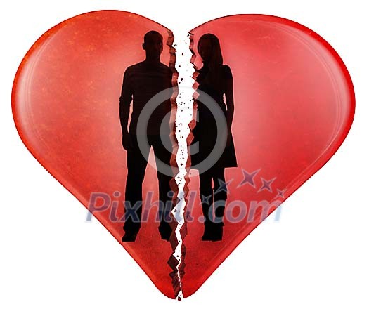 Couple in the broken heart