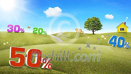 Summery image with numbers on the hills