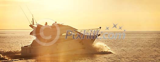 Boat speeding on the sea Boat speeding on the sea