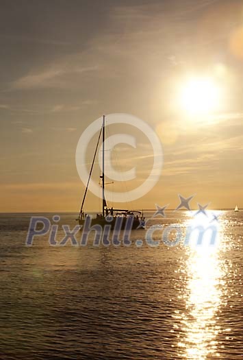 Boat on a evening sea