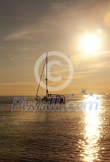 Boat on a evening sea Boat on a evening sea