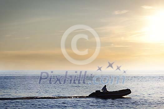 Man on a boat Man on a boat