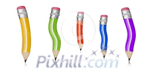 Flexible pencils on white