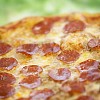 Closeup of a pepperoni pizza