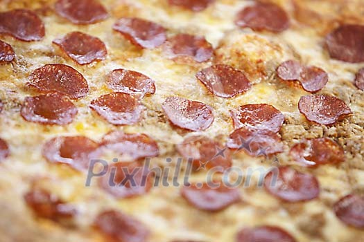 Closup of a pepperoni pizza Closup of a pepperoni pizza