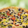 Closeup of a mushroom pizza