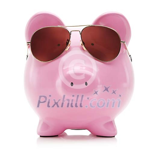 Clipped pink piggy bank