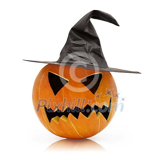 Clipped haloween pumpkin wearing a hat Clipped haloween pumpkin wearing a hat