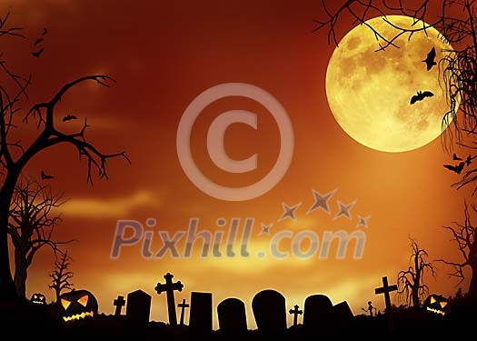 Halloween night at the cemetary